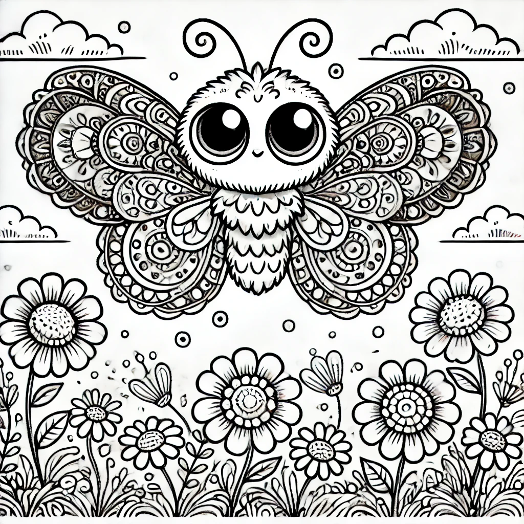 Bella the Beautiful Butterfly Cat coloring book page