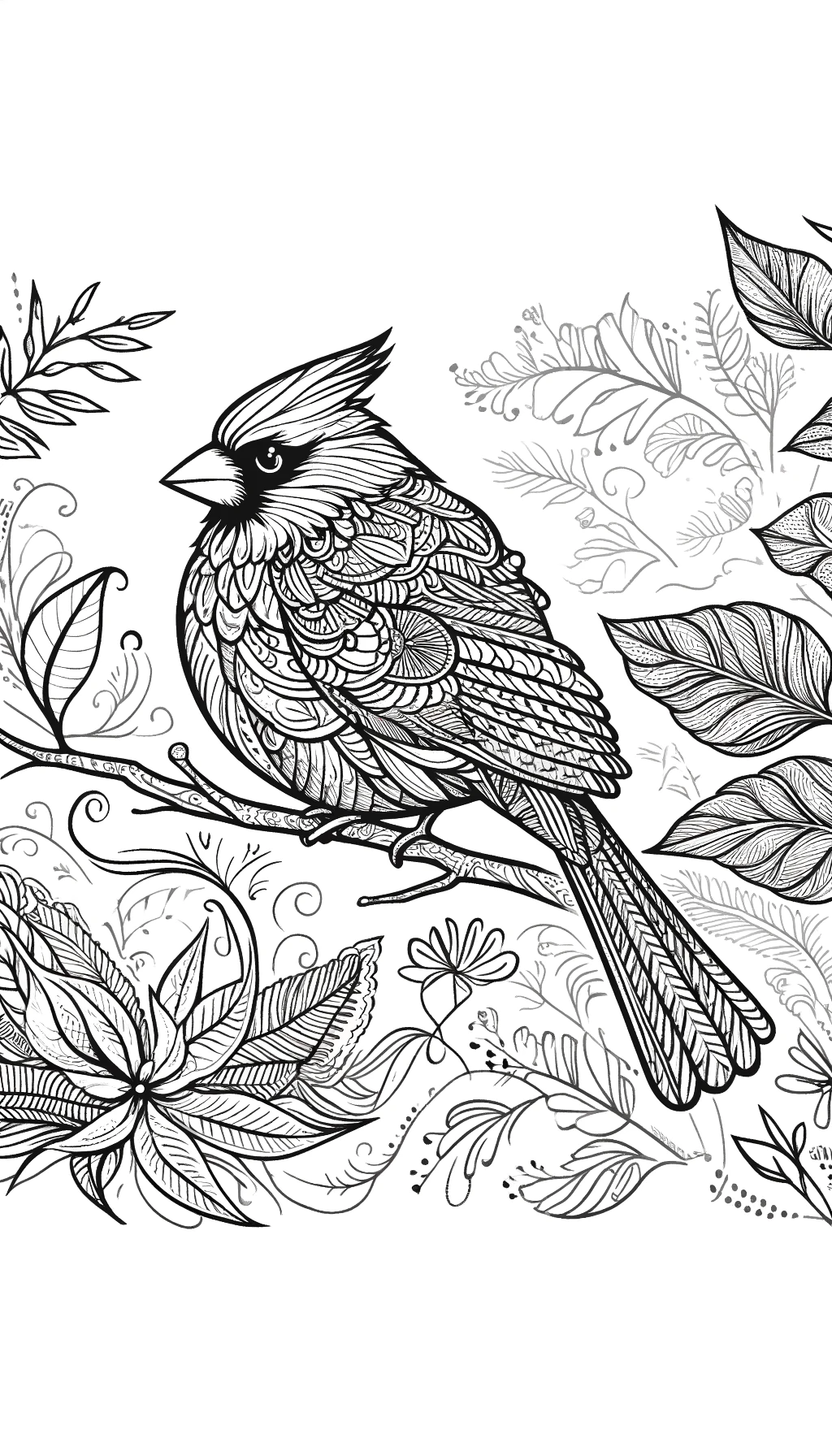 Red cardinal coloring book page