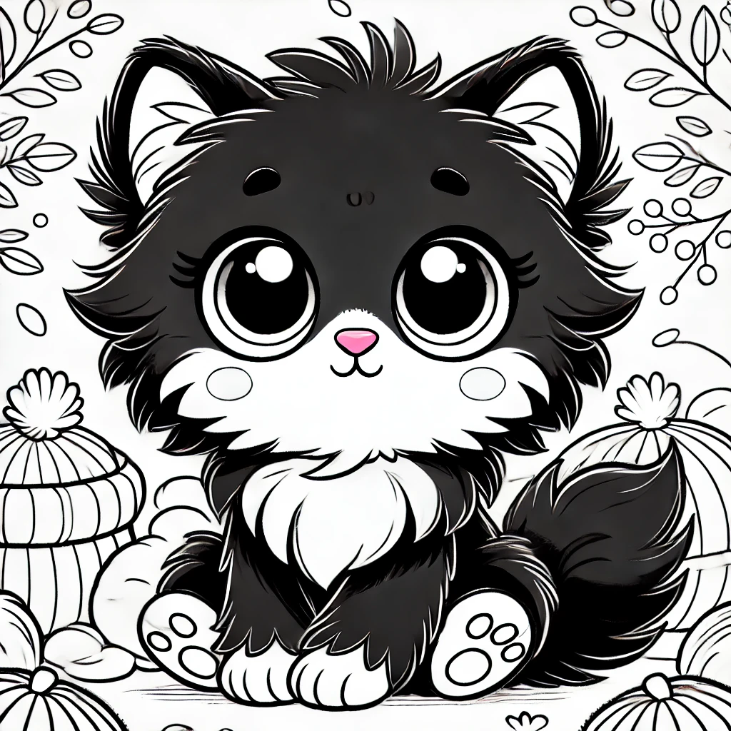 Whiskers the Wonder Cat coloring book page
