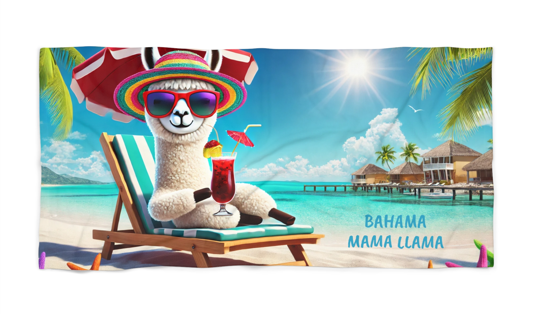 Bahama Mama Llama Beach Towel